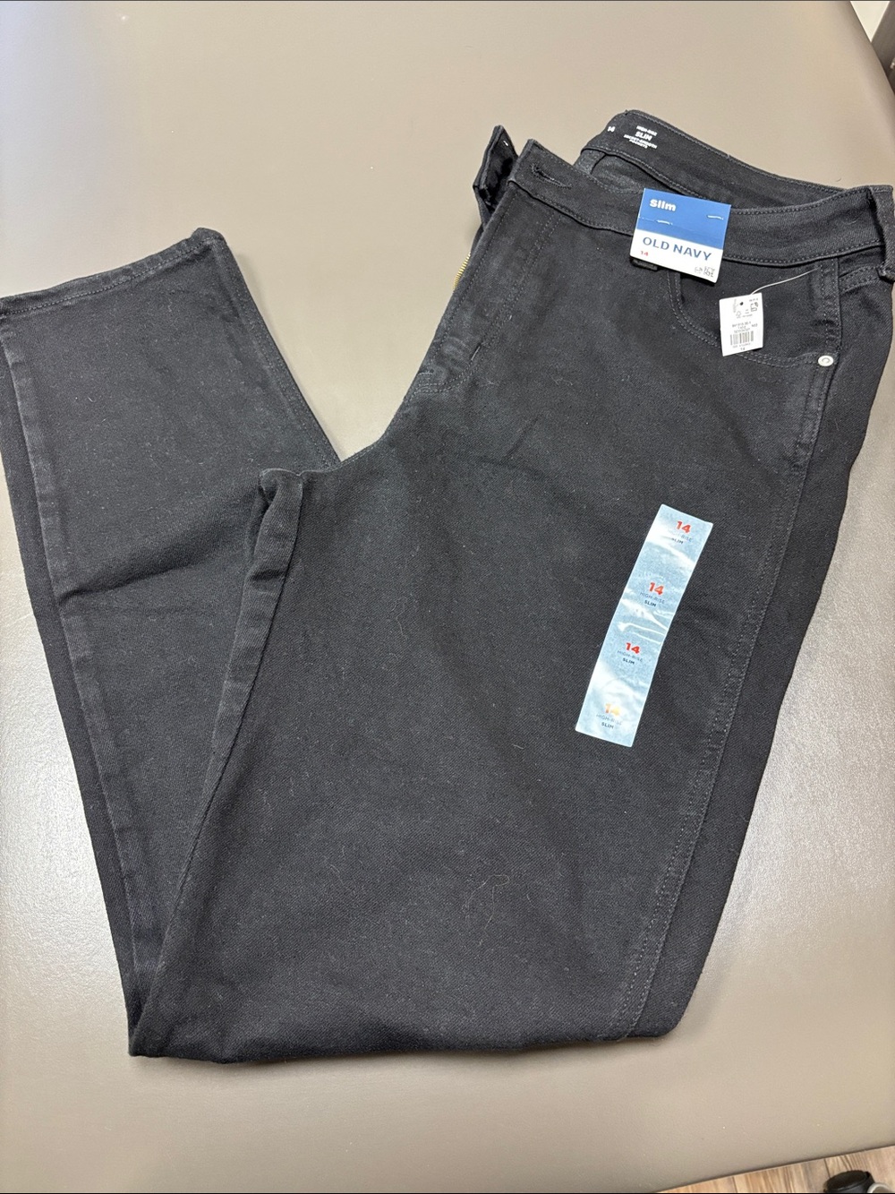 NWT Old Navy Black Slim High Rise Straight Jeans Size 14